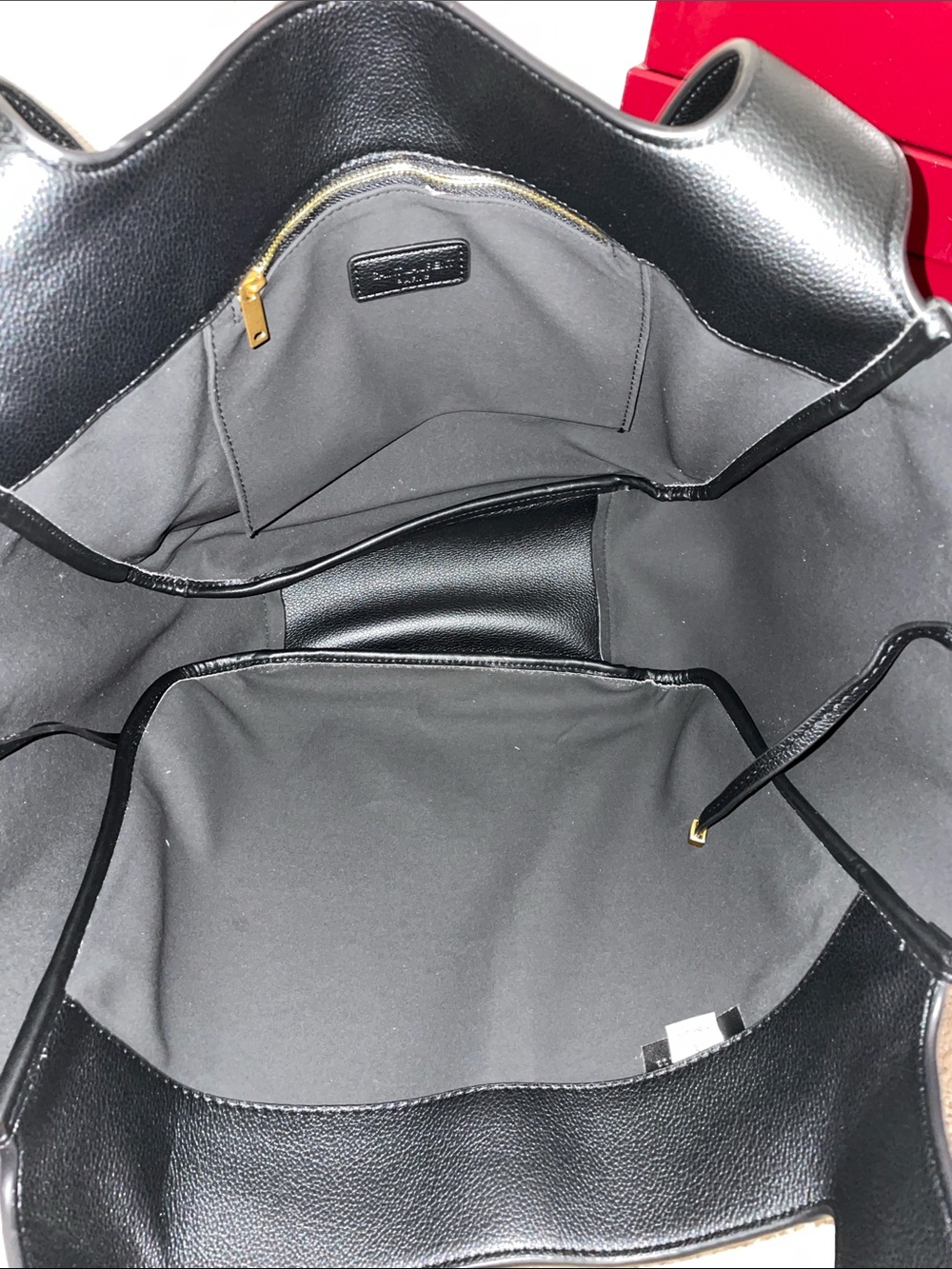 Saint Laurent Black Leather Tote with Gold YSL Emblem - Picture 6 of 12